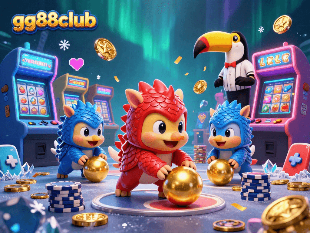 Engage in thrilling gaming at gg88club with pangolins bowling through poker chips in vibrant casino action.