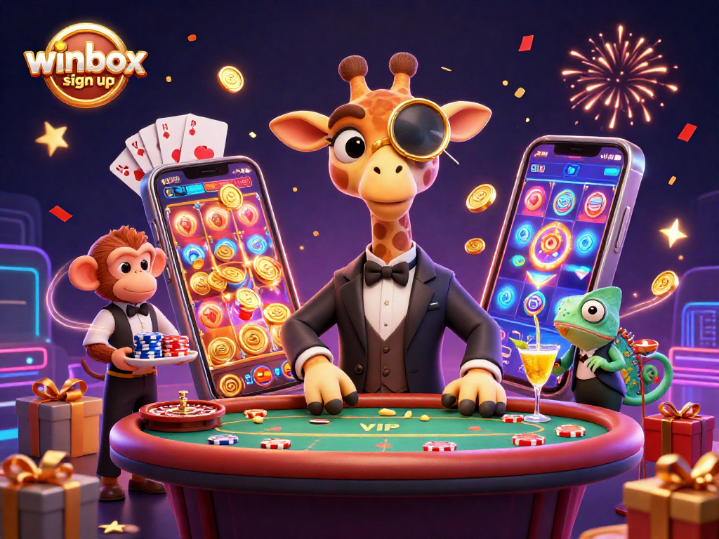 Winbox sign up allows players to engage with a vibrant casino scene showcasing slots, poker, and excitement.
