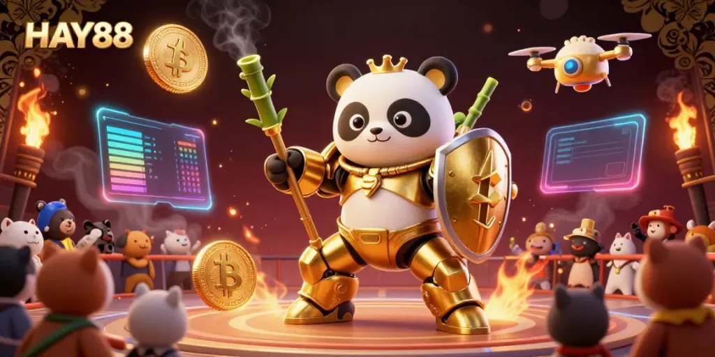 Experience the excitement of HAY88 with dynamic 3D gameplay and colorful elements in a vibrant casino arena.
