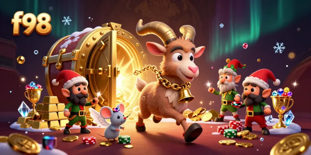 Experience thrilling gameplay at f98, where cartoon characters bring a festive casino to life.