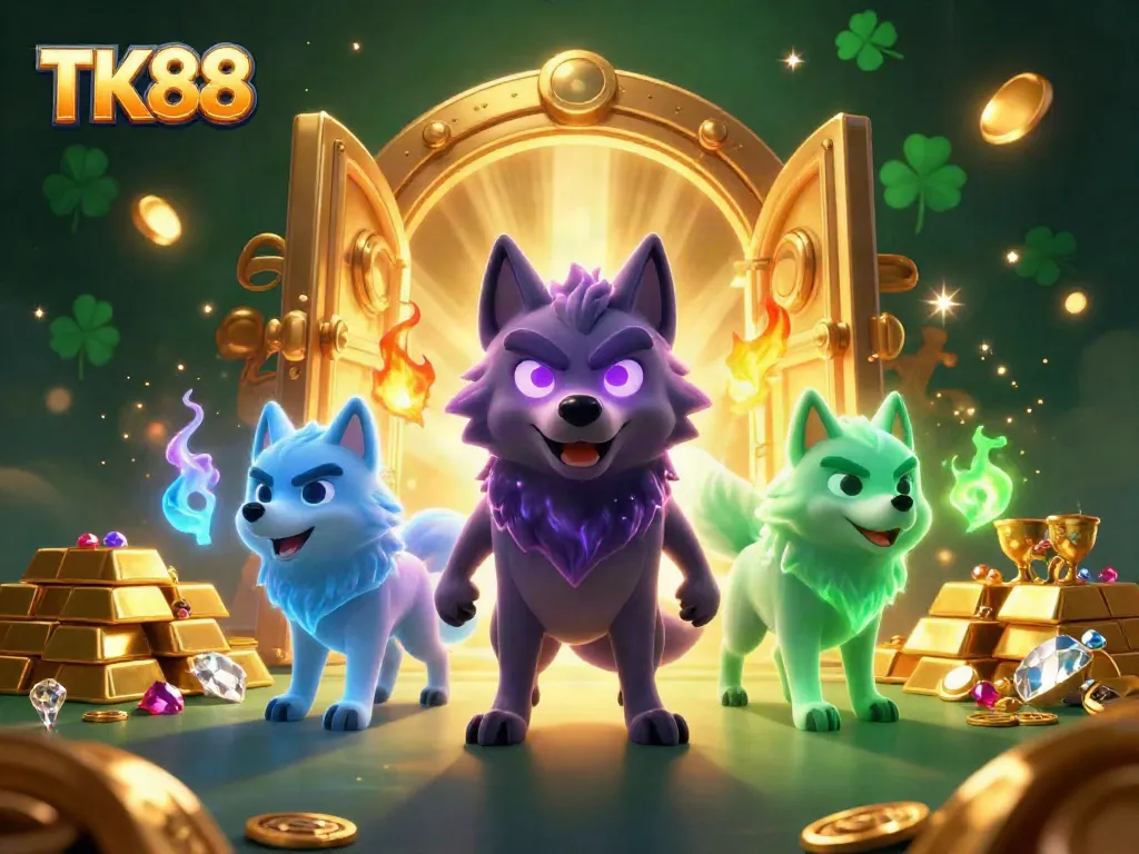 Engage in thrilling gaming experiences at TK88, featuring vibrant characters and dazzling treasures.