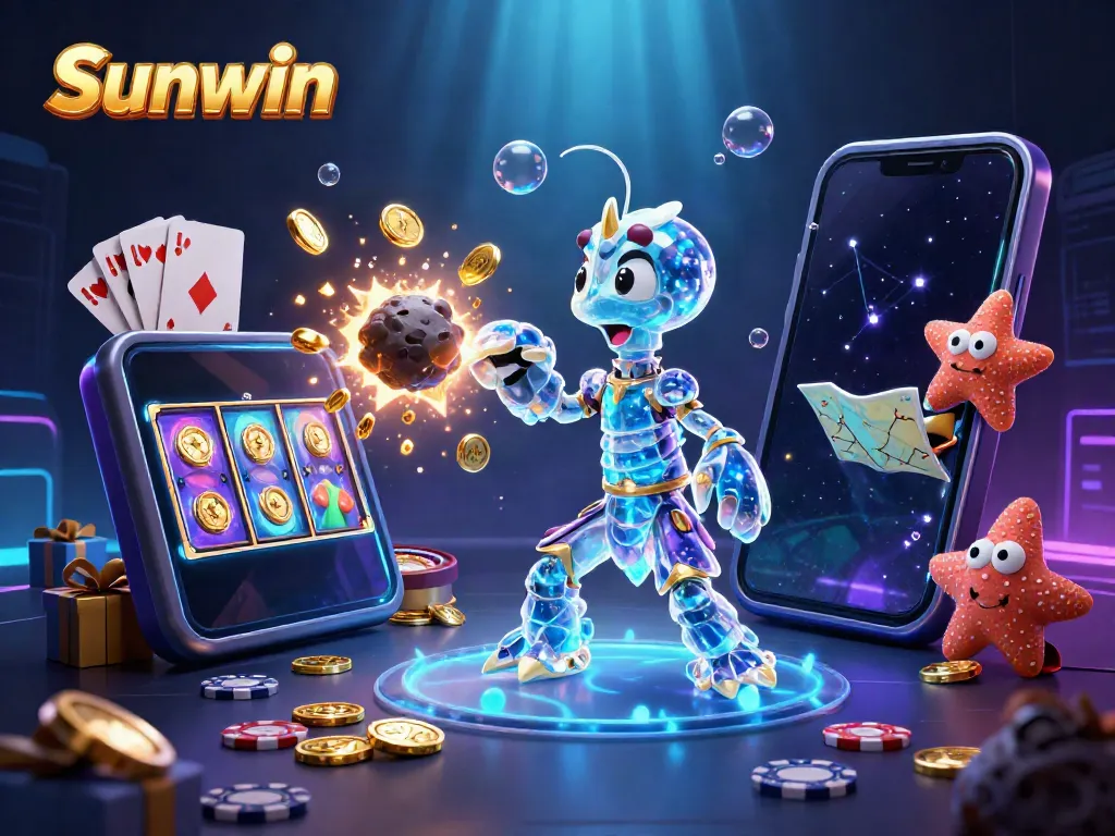 Experience the adventure in Sunwin's cosmic casino world with vibrant characters and dynamic games.
