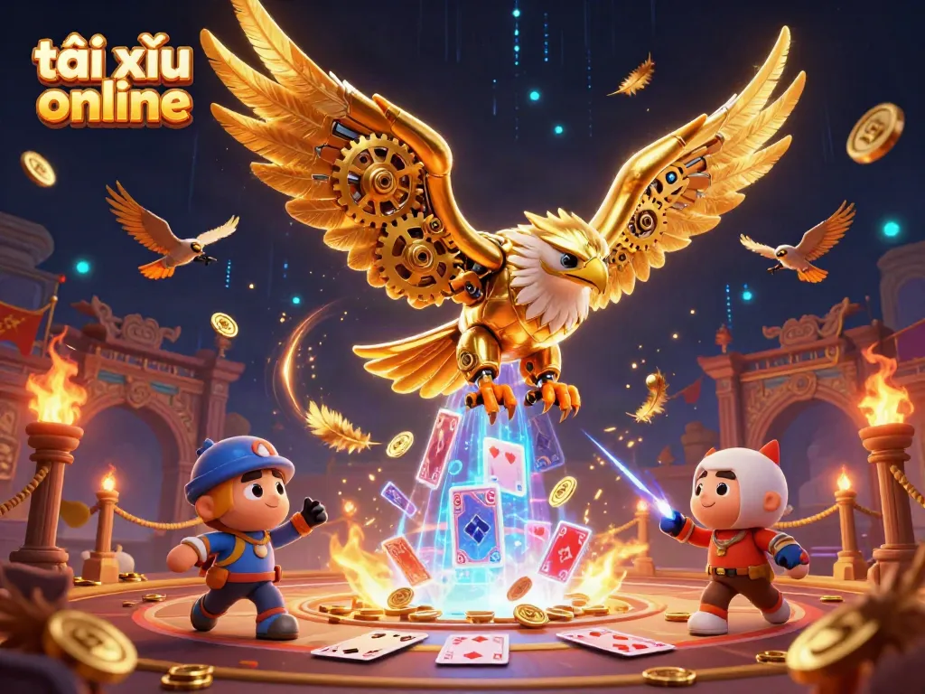 Experience the thrill of tài xỉu online with our vibrant, action-packed 3D illustration.