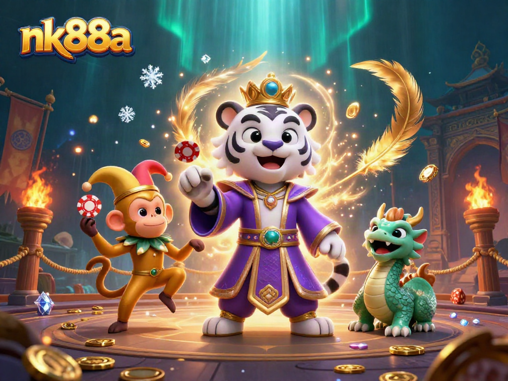 Win big at nk88a with vibrant 3D illustration showcasing a majestic casino scene.