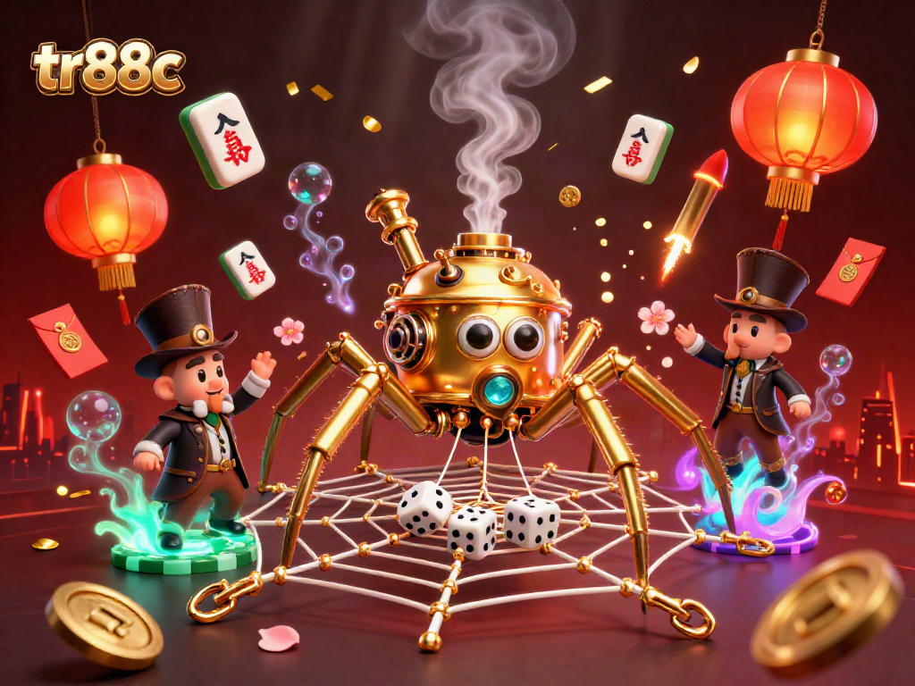 Engage with tr88c's thrilling gaming experience featuring a steampunk web and stunning casino elements.