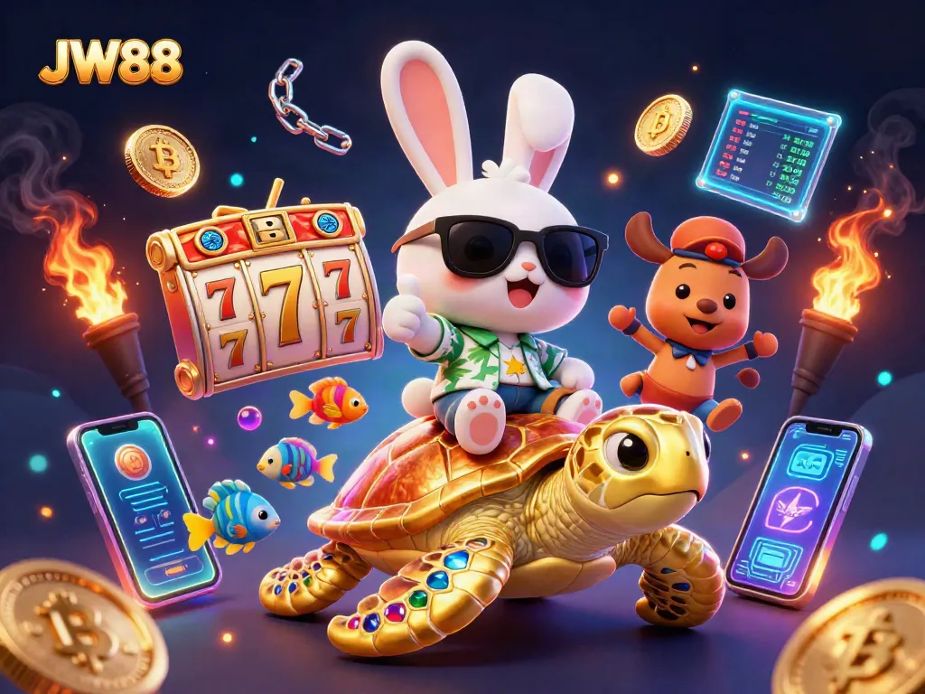 Experience thrilling slots at JW88 with vivid 3D cartoon elements and cinematic effects surrounding the action.