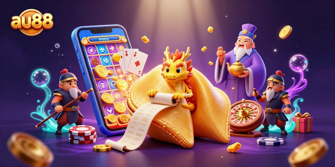 Engage in thrilling gameplay at au88 with vibrant slot games, golden coins, and dynamic characters.