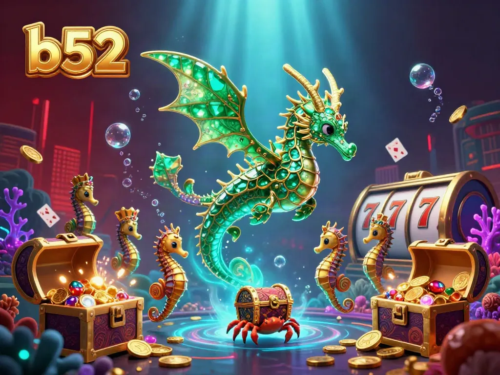 Experience thrilling gameplay with b52 as the sea dragon encounters treasure and vibrant casino elements in an underwater world.