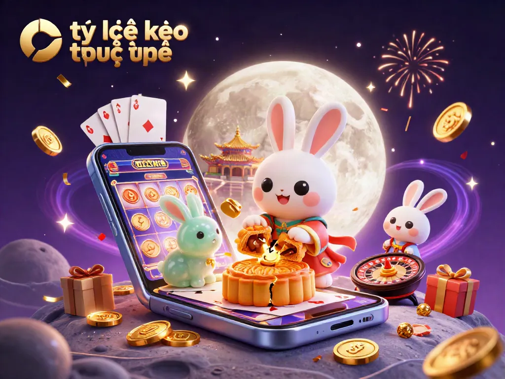 Experience the thrill of tỷ lệ kèo trực tuyến with dynamic casino elements and festive characters.