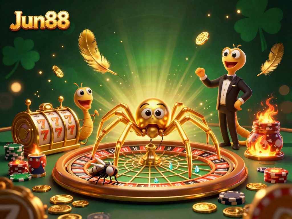 Experience thrilling gameplay at Jun88 with an exciting roulette wheel scene and vibrant casino atmosphere.
