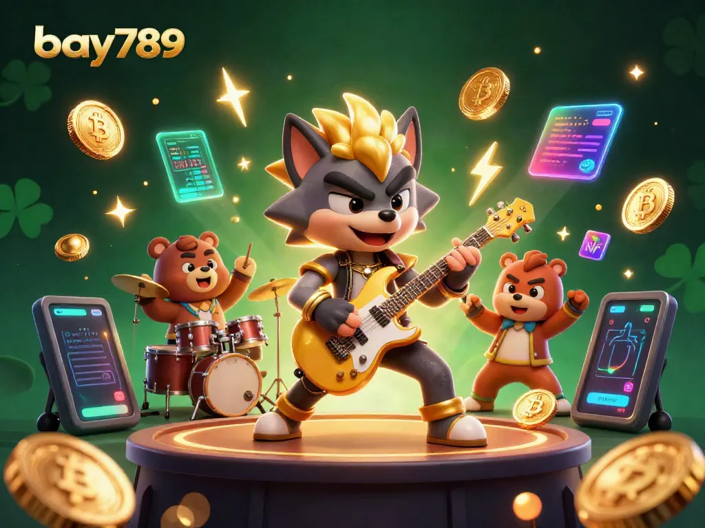 Experience the thrill of bay789 with energetic casino characters performing in a vibrant, digital world.