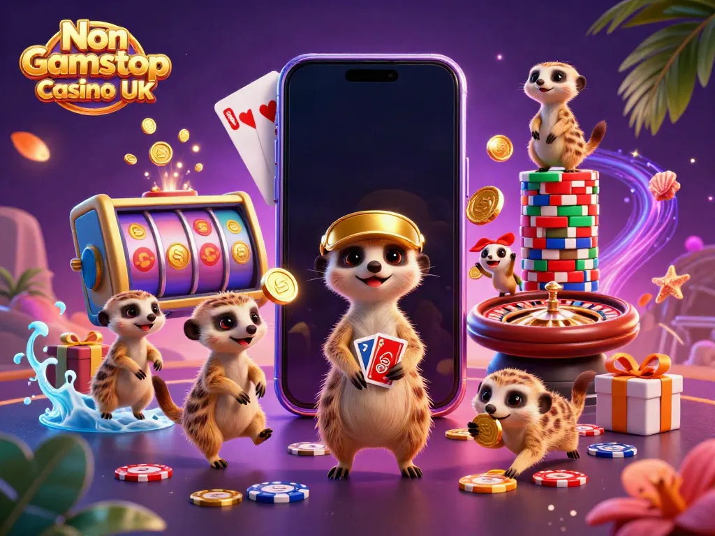 Experience the excitement of Non Gamstop Casino UK with dynamic meerkats running a vibrant casino operation.