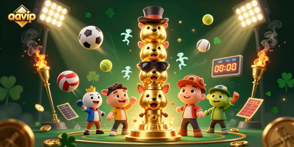 AAVIP engages players with a vibrant 3D casino scene featuring lively characters and vibrant gaming elements.