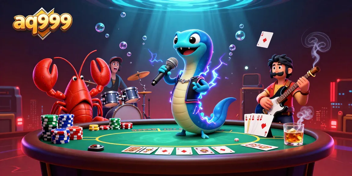 Experience exciting games at aq999 with an electric eel DJ, vibrant chips, and thrilling casino action.