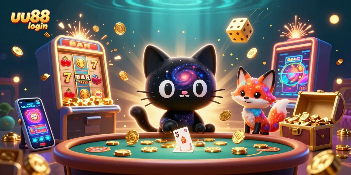 Win big at the uu88 login table with vibrant action-packed cartoon casino scene.