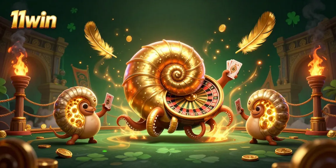 Engage with exciting casino games at 11win featuring a dynamic 3D digital illustration of a roulette-inspired nautilus.