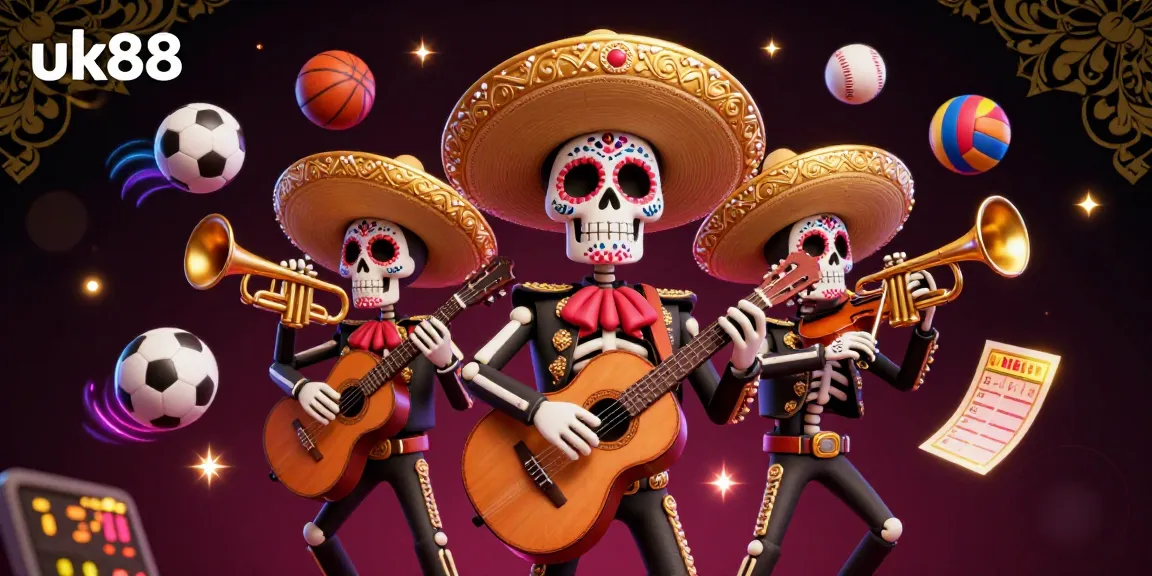Engage with dynamic gaming at uk88 through lively Dia de los Muertos mariachi action and sports betting excitement.