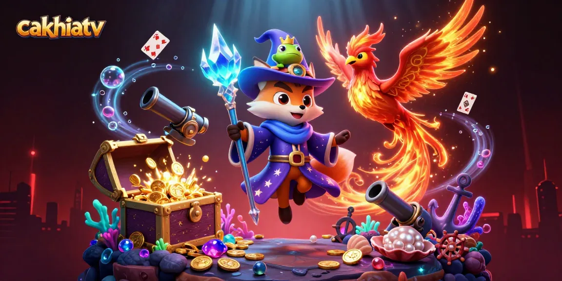 Experience exciting live sports betting with cakhiatv featuring a magical fox and phoenix in vibrant detail.