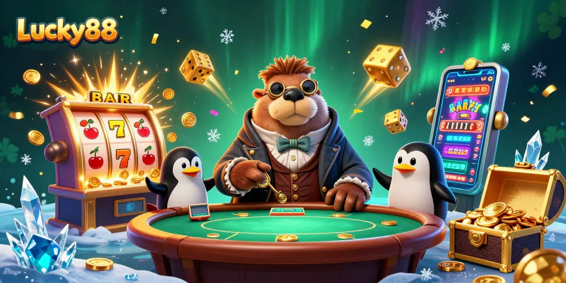 Experience thrilling gameplay with Lucky88 featuring a cartoon walrus, penguin dealer, and a bluffing pufferfish.