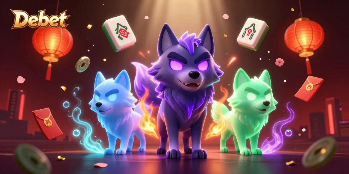 Engage with Debet in a vibrant 3D casino scene, featuring ghostly wolves and dynamic gaming elements.
