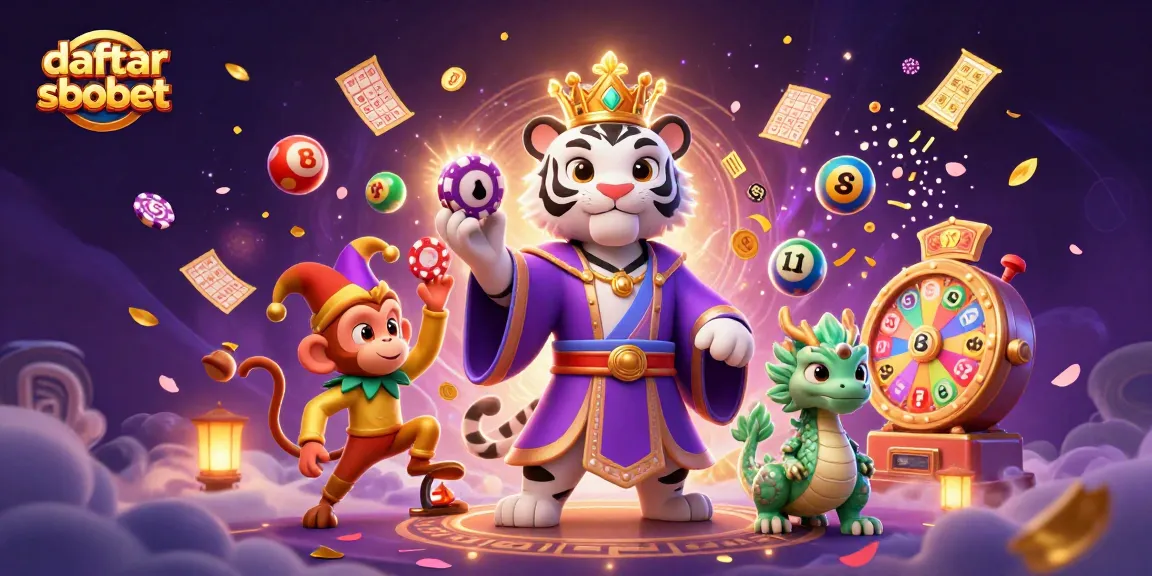 Engage with daftar sbobet in this vibrant illustration featuring unique characters and dynamic gambling elements.