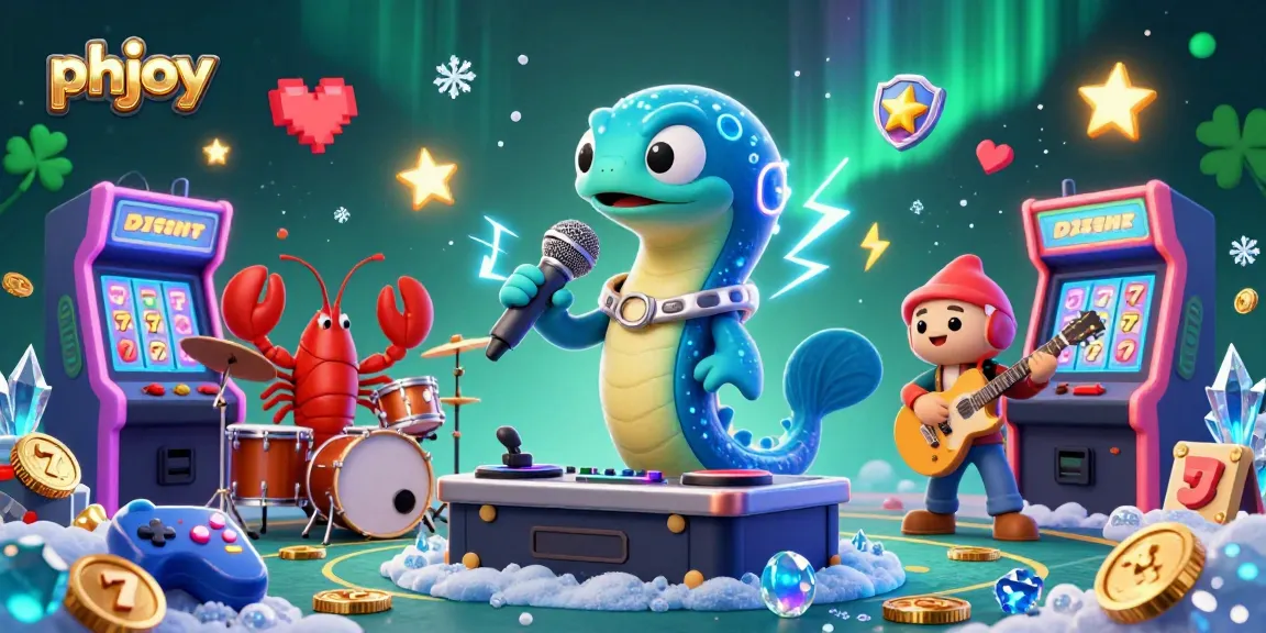 Engage with phjoy's electrifying underwater casino scene featuring unique 3D characters and vibrant gaming elements.