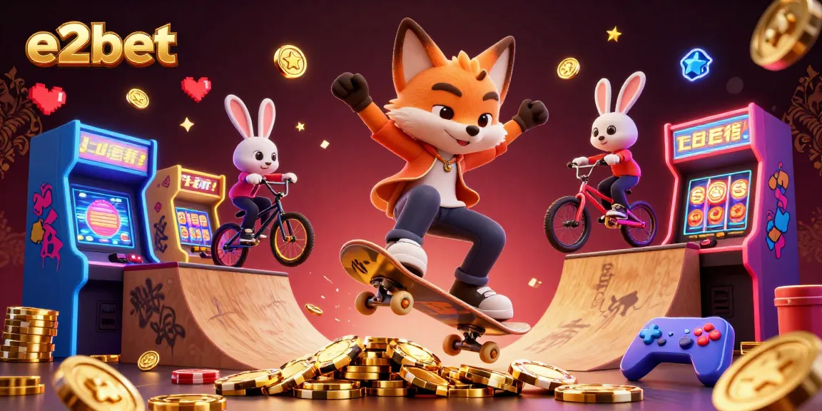 Experience the thrill of e2bet with a vibrant casino-themed illustration showcasing dynamic gaming elements.