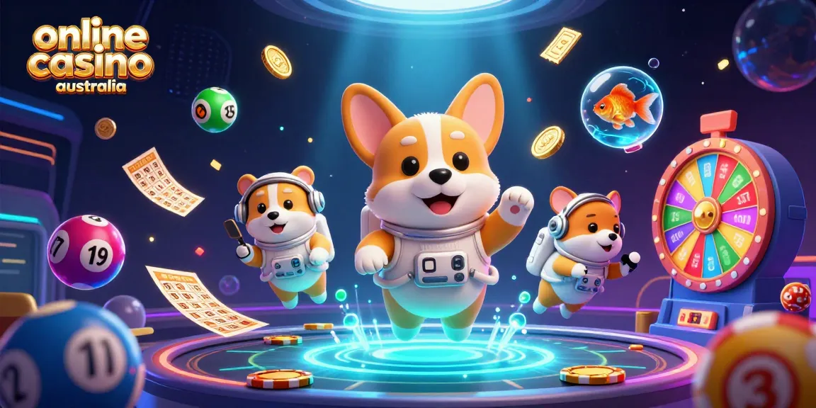 Engage with online casino australia in this vibrant 3D cosmic casino illustration.